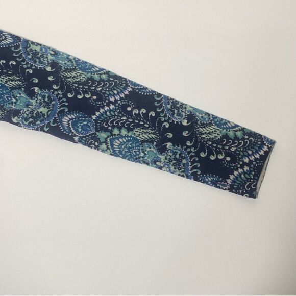 Garnet Hill 100% Merino Wool Blue Paisley Print Crewneck Sweater Women's Size S - Picture 5 of 15